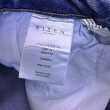 Risen Womens Blue Cotton Heart-Printed Straight-Leg Denim Jeans Size 11