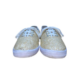 Keds Women’s Gold Glitter & White Lace-Up Casual Flat Sneakers Size 8