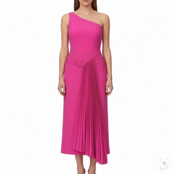 Bella Barnett Women’s Fuchsia Sleeveless Asymmetrical Midi Dress Size M - New
