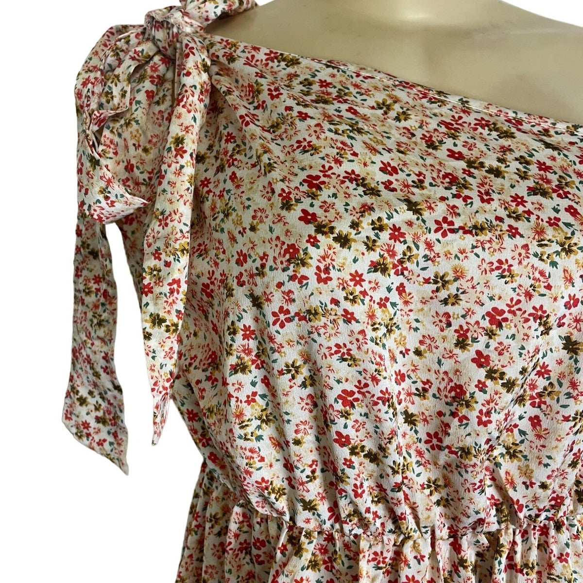 Floral Halter Neck Mini Dress With Ruffle Hem & Open Back New