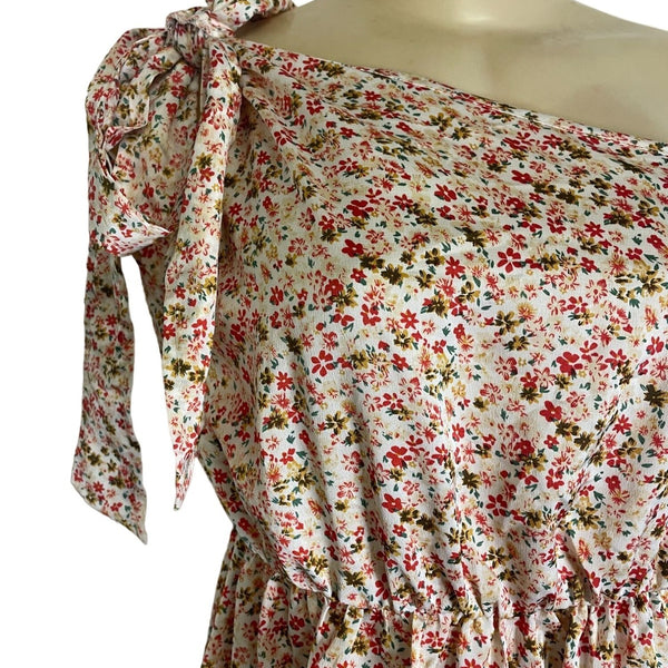 Floral Halter Neck Mini Dress With Ruffle Hem & Open Back New