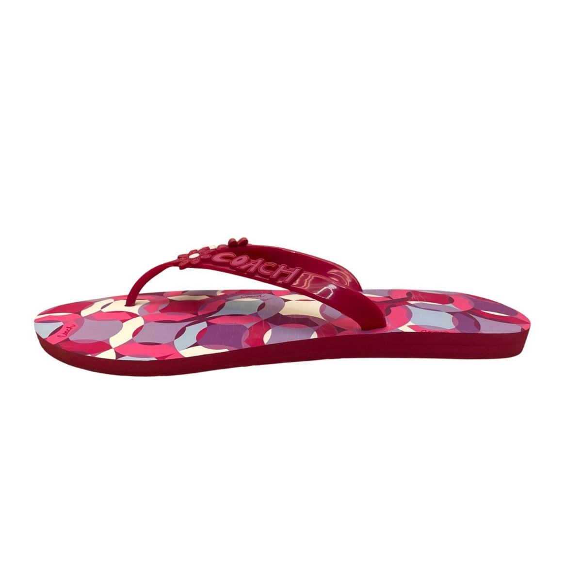 Coach Women’s Red & Purple Floral Rubber Kerrie Flip Flop Sandals Size 11B