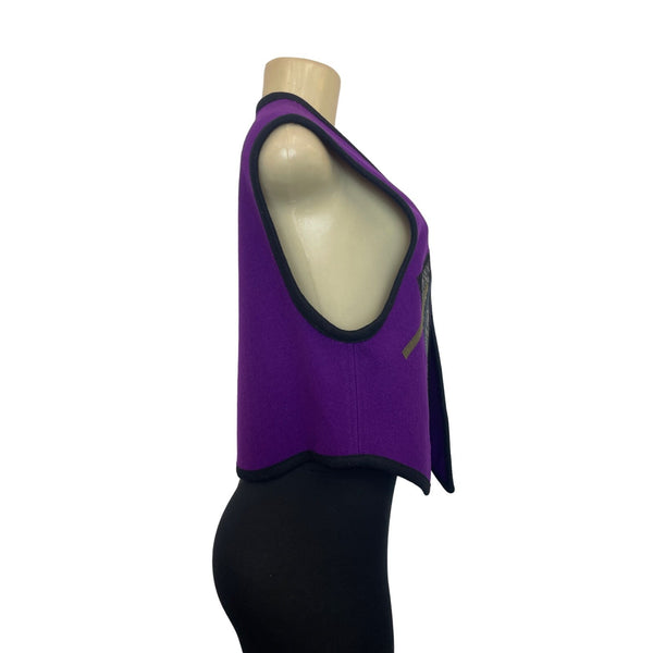 Beppa 2 Women’s 80's Vintage Purple Geometric Art  Open Vest Sz 1