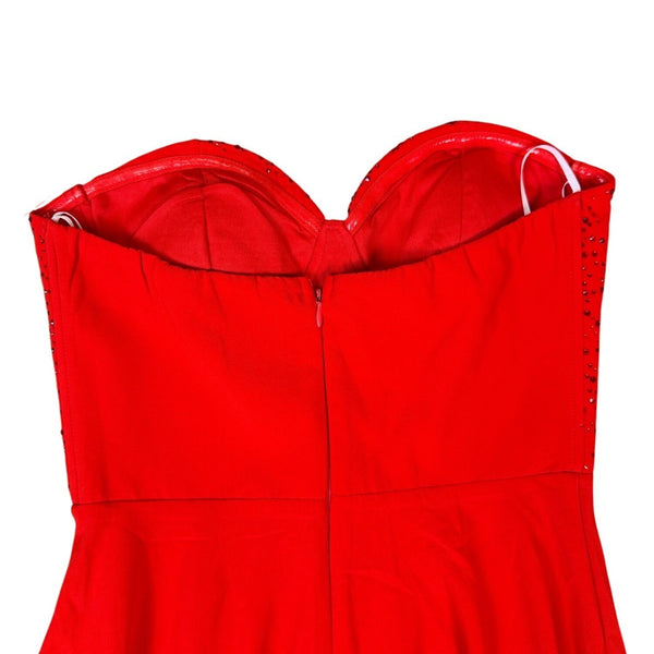 Lulus Womens Red Polyester Strapless Maxi Dress With Sequin Bodice Formal Size M