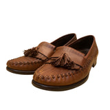 Cole Haan Men’s Brown Leather Slip-On Braided Trim Tassel Loafers Size 10