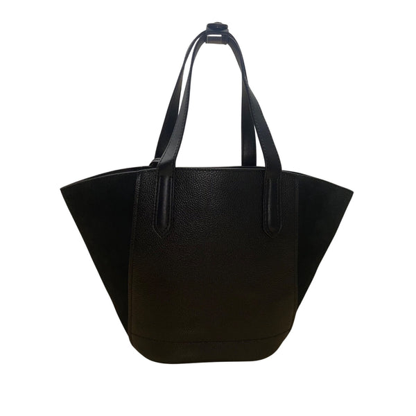 Michael Kors Women’s Black Leather With Logo Accents Portia Small Tote Bag