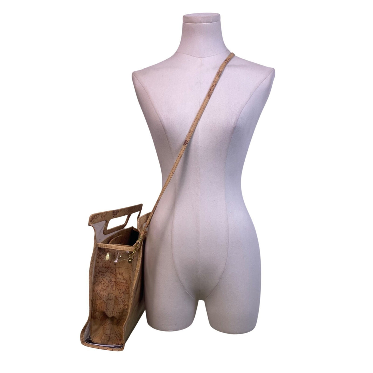 JR Comeco Women’s Beige Map Print With Clear Overlay Crossbody Bag