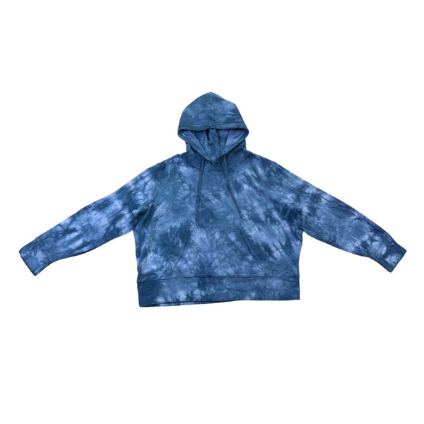 Athleta Womens Blue Tie Dye Cotton Hoodie Pullover Sweatshirt Size 2X