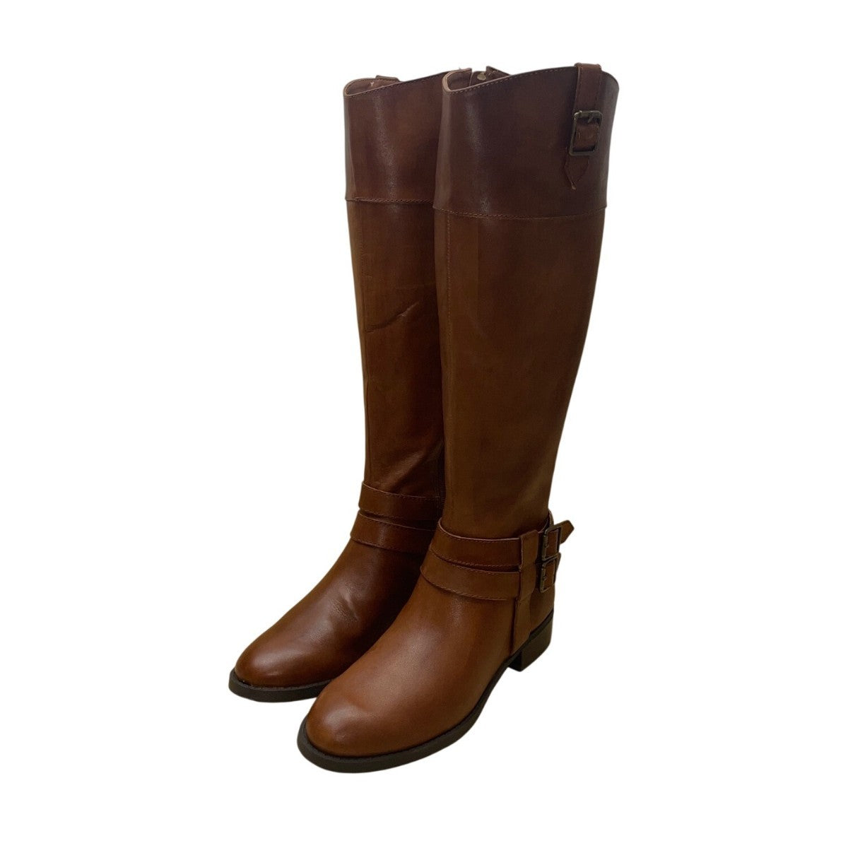 INC Women’s Cognac Brown Leather Knee High Fahnee Riding Boots Size 7M