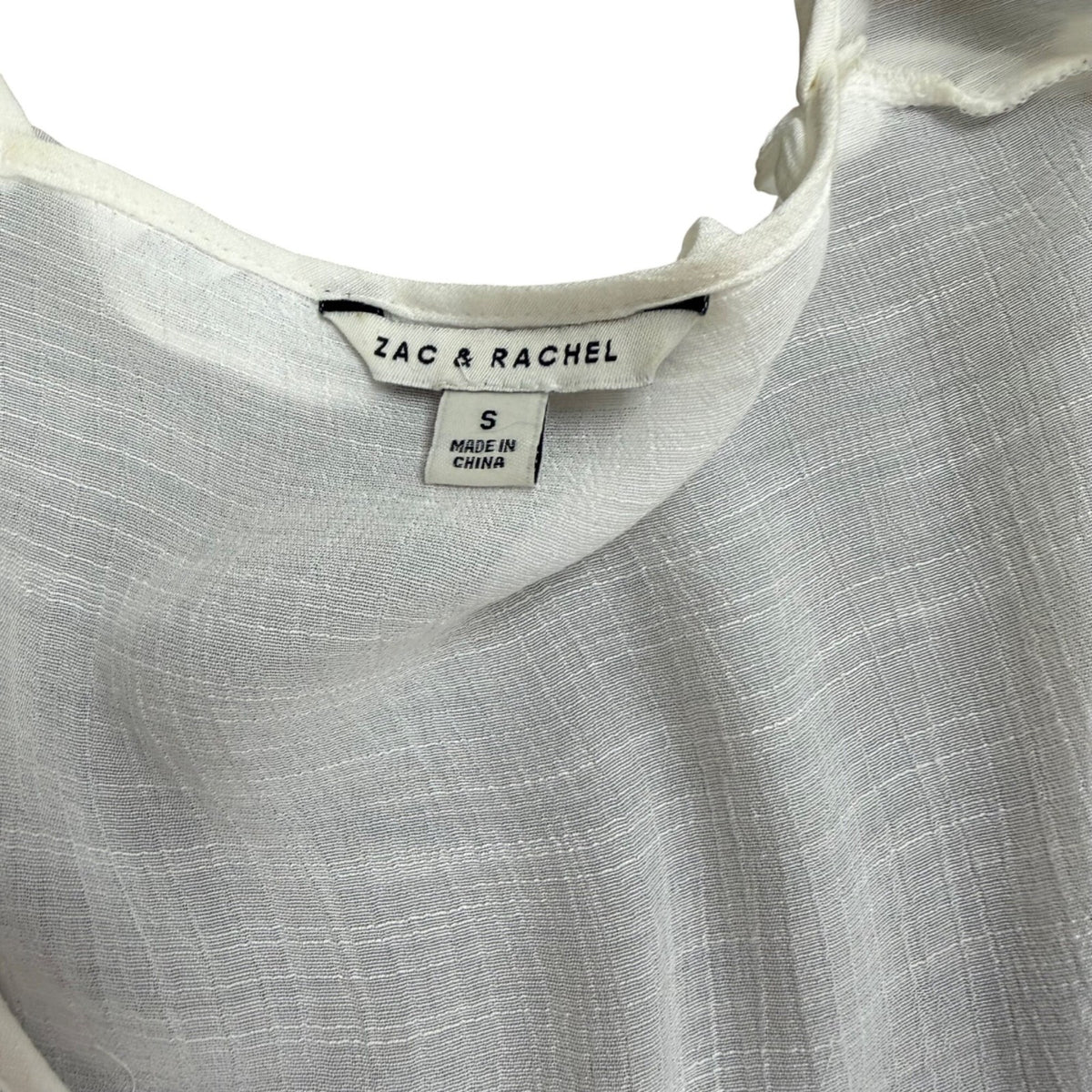 Zac & Rachel Womens White Tassel-Trim Ruffle Blouse  Bohemian Chic Size S