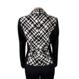 White House Black Market Womens Black & White Plaid Long Sleeve Blazer Sz 6