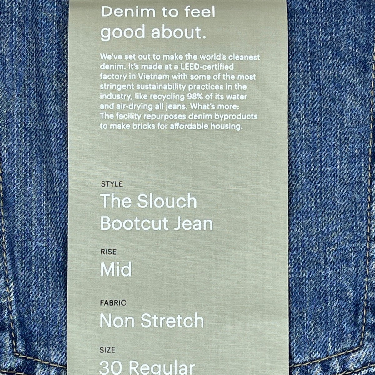 Everlane Mens Blue Denim Slouch Bootcut Jeans 30 Regular New
