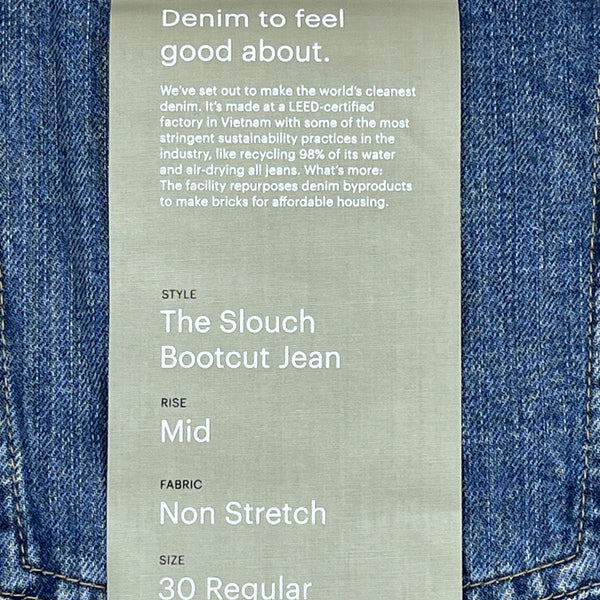Everlane Mens Blue Denim Slouch Bootcut Jeans 30 Regular New