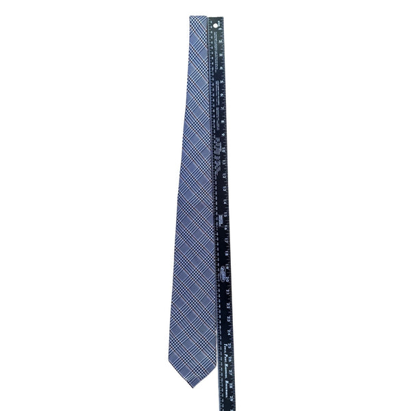 Lauren Ralph Lauren Mens Navy Cotton Blend Plaid Hand Finished Tie 3.5" Wide Cla