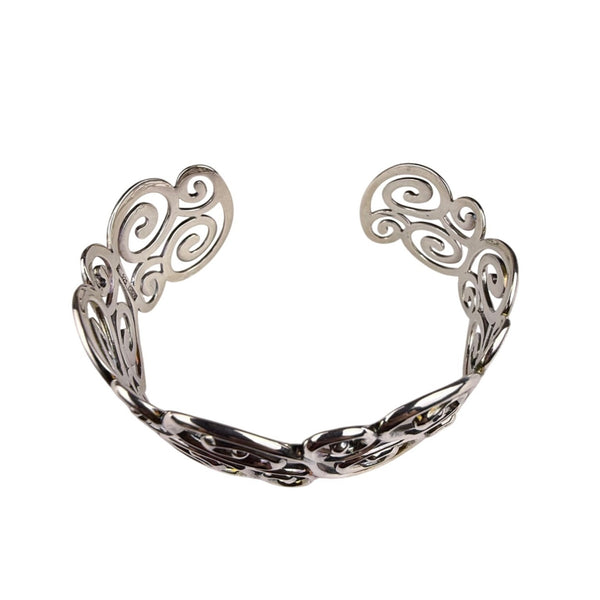 Sterling Silver Womens Cuff Bracelet Swirl Openwork Design China 925 Mark