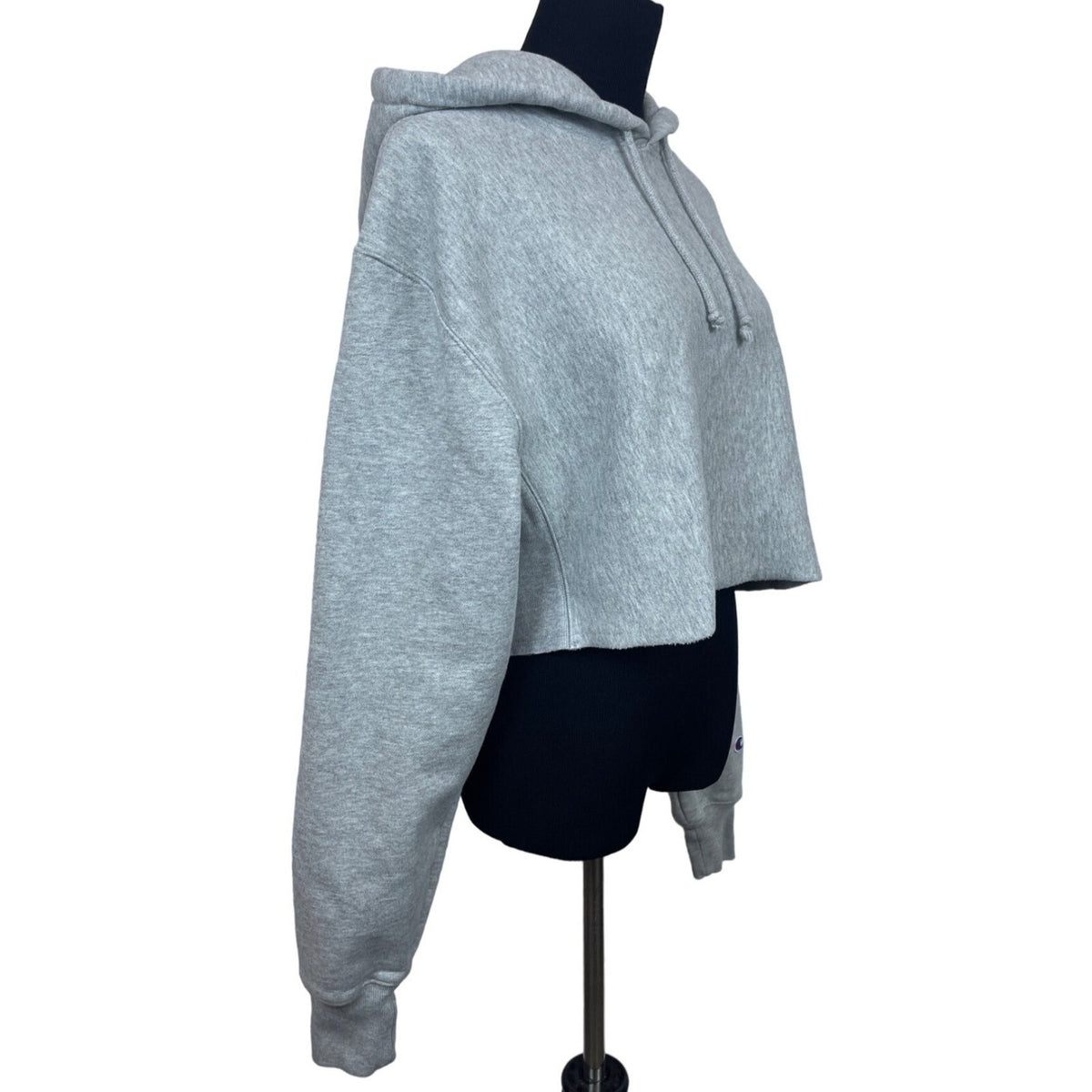 Champion Women's Grey Champion Reverse Weave Cut-off Cropped Hoodie M