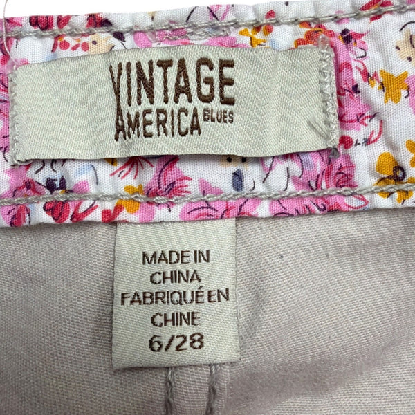 Vintage America Womens Sand Cotton/Spandex Boyfriend Pants Casual Fit Size 6/28