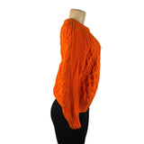 J. Crew Womens Bright Orange Cable Knit Sweater Cozy Lightweight Sz M