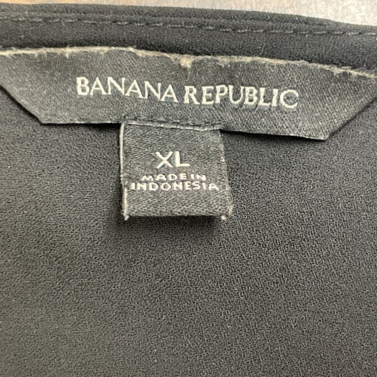 Banana Republic Womens Black Polyester V-Neck Wrap Blouse Long Sleeve Size XL