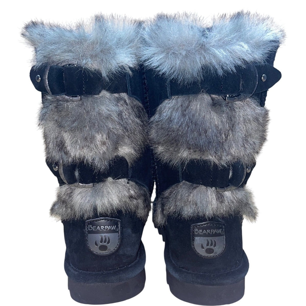 Bearpaw Women’s Black Cow Suede Faux Fur Lined Mid-Calf Winter Boots Size 6
