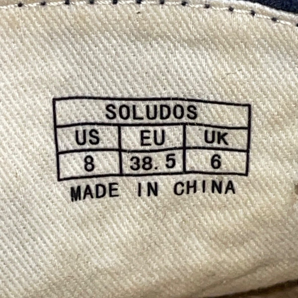 Soludos Women’s Blue Jute White Embroidery Slip-On Espadrilles Shoes Size 8