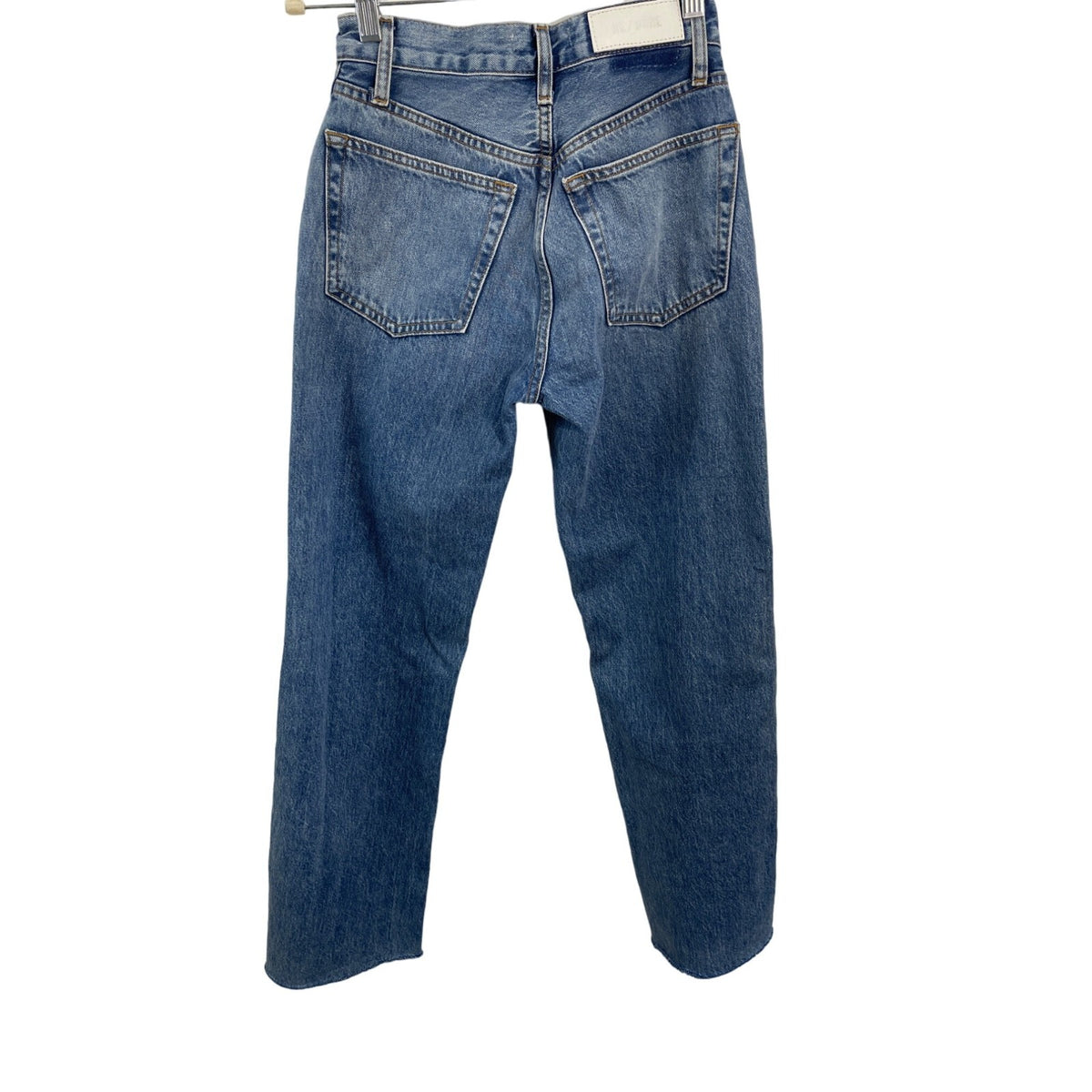 Re/Done Women's Blue Wide Jeans with Distressed Look at Length End  Sz 24
