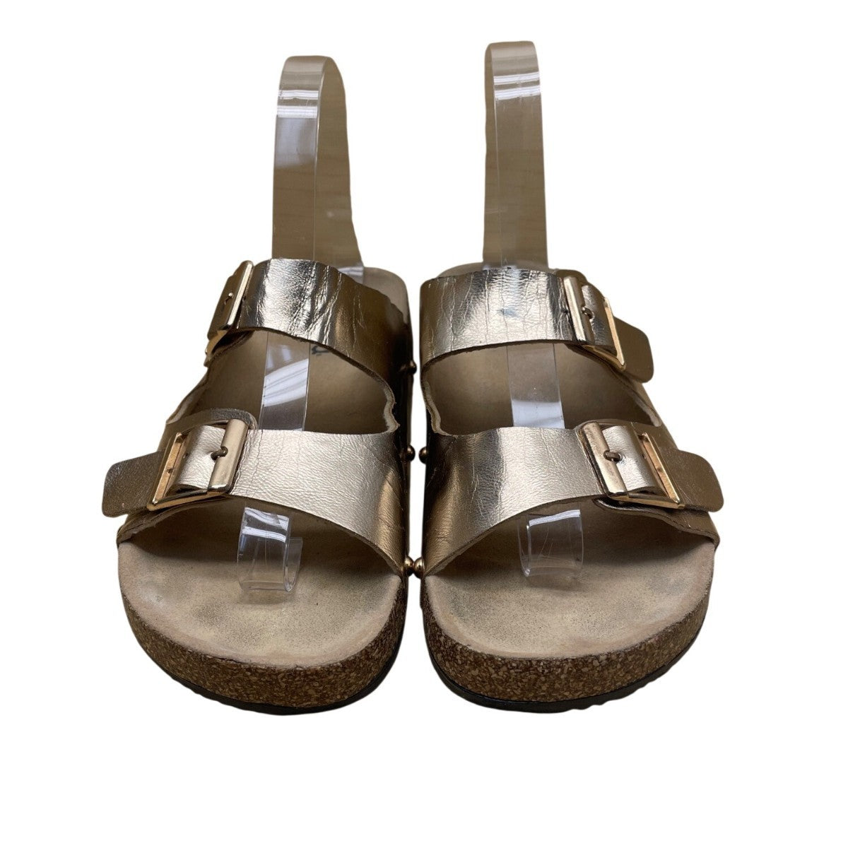 Mudd Women’s Gold Metallic Cork Sole Adjustable Buckle Straps Sandals Size M