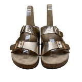 Mudd Women’s Gold Metallic Cork Sole Adjustable Buckle Straps Sandals Size M