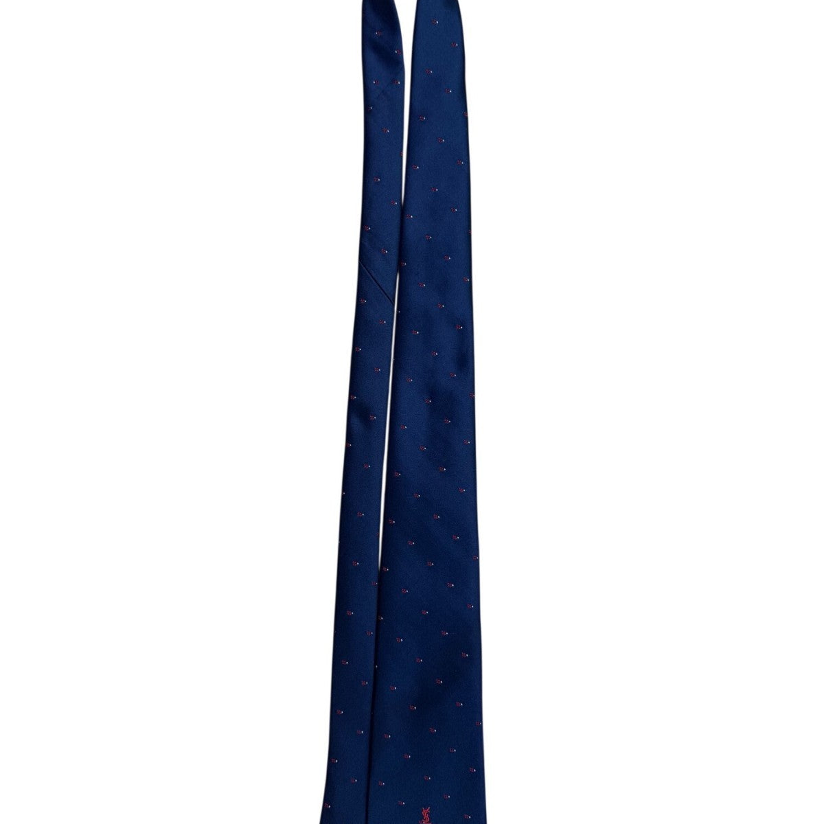 Y Saint Laurent Mens Navy Polyester/Silk Floral Pattern Classic Neck Tie
