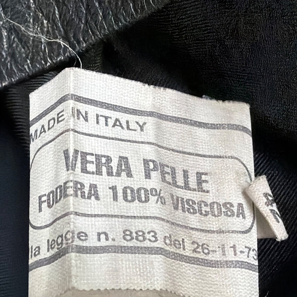 Versari Womens Black Leather Blazer Jacket Made In Italy Size 42