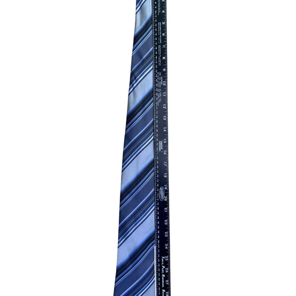 Geoffrey Beene Mens Blue Striped Silk Necktie Versatile Formal Business Wear