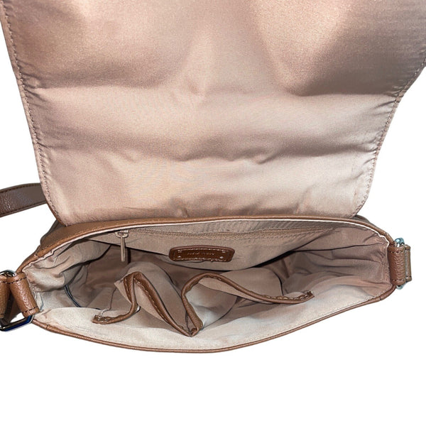 Nine West Women's Brown Leather Foldover Crossbody Purse Sz M