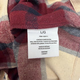 HFX Womens Red Beige Polyes/Wool Long-Sleeve Plaid Button Up Shirt Jacket  Sz L