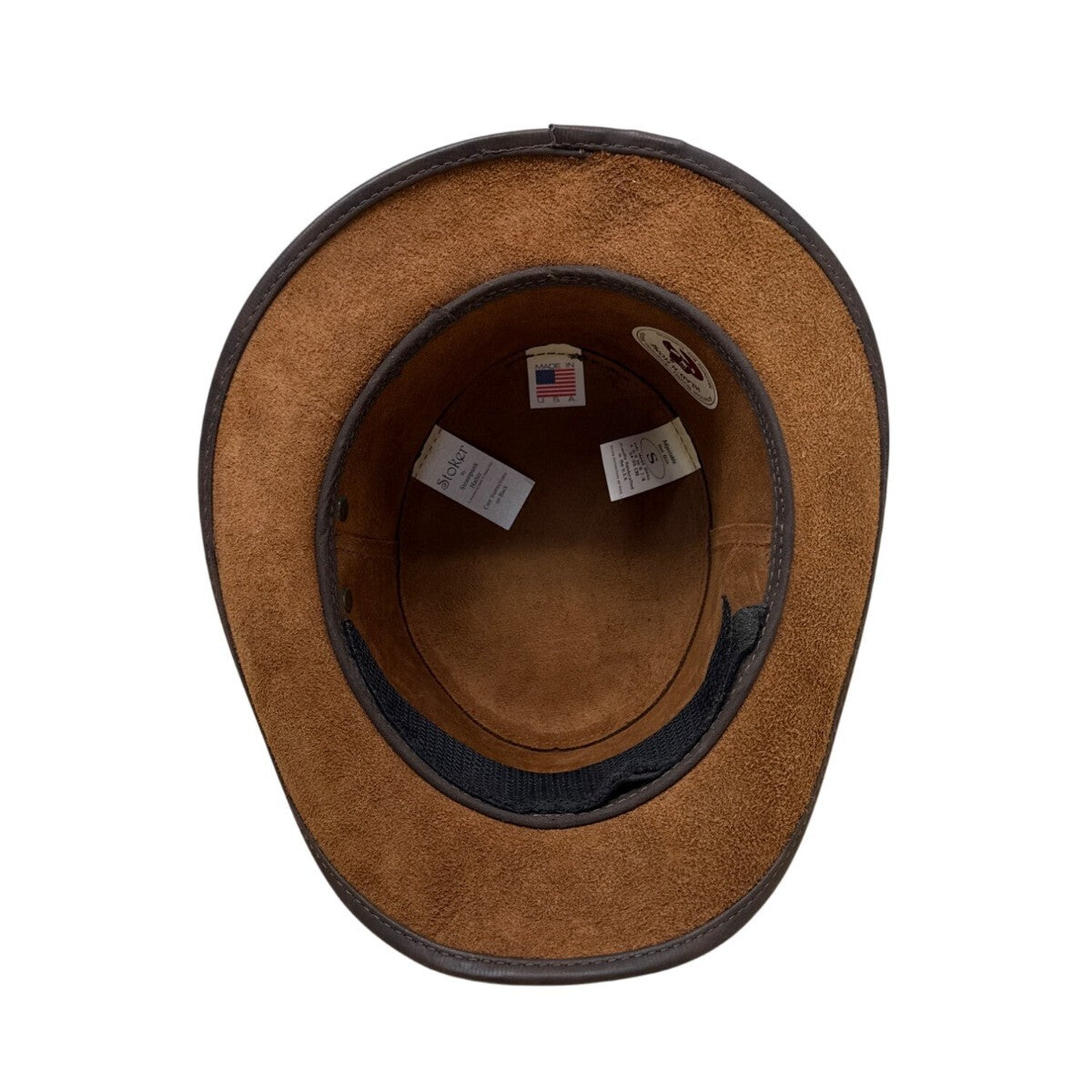 Head N Home Hats Brown Distressed Leather Steampunk Top W/ Feather Stoker Size S