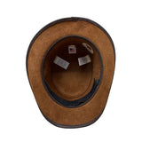 Head N Home Hats Brown Distressed Leather Steampunk Top W/ Feather Stoker Size S