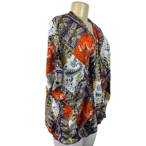 Vintage 80s 90s La Boutique Floral Colorblock Loose Fit Tunic Shirt  Sz M - L