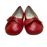 Lazio Collezione Women’s Red Leather Bow Slip-On Jade Wedge Pumps Size 7.5M