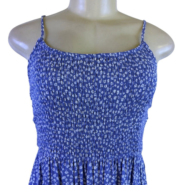 SO Womens Blue Rayon Floral Print Maxi Dress Size S