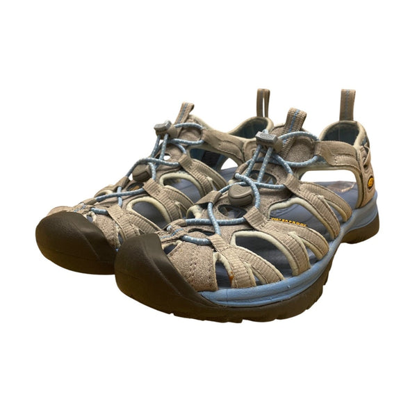 Keen Women’s Gray & Alaskan Blue Fabric Outdoor Whisper Sandals Size 8