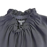 Lafayette 148 Womens Black Silk Sleeveless Ruffle Neck Blouse Size M