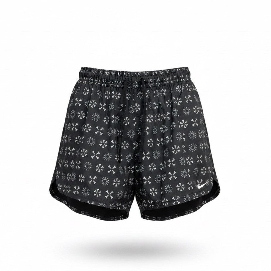 Nike Mens Black Running Shorts Lightweight Snowflake Pattern Drawstring Sz XL