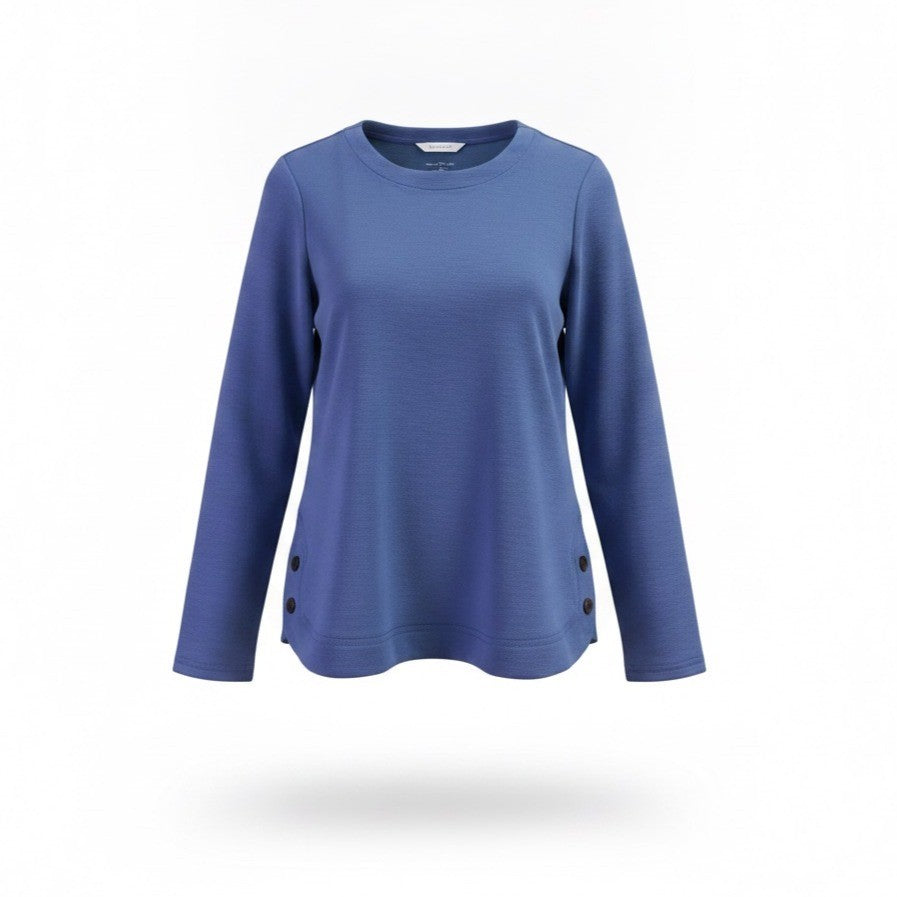 Croft & Barrow Womens Blue Button-Side Long Sleeve Top Sz PL
