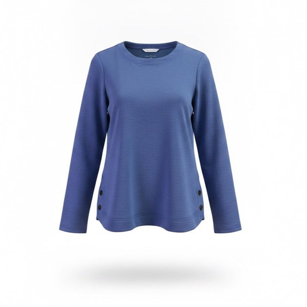 Croft & Barrow Womens Blue Button-Side Long Sleeve Top Sz PL