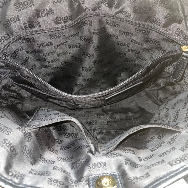 Michael Kors Women’s Black Leather Gold Hardware Double Handles Tote Bag