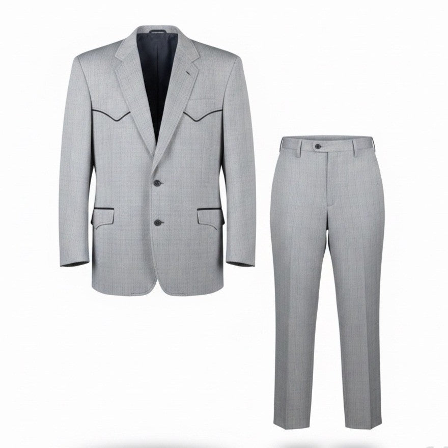 Circle S Mens Gray Wool Blend Western Suit Jacket & Pants Midweight Size 50R