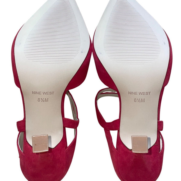 Nine West Women’s Medium Red Suede & Leather Sing Pointed Toe Heels Size 8.5M