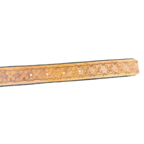 Hand Tooled Don Hewitt Mens Tan Leather Western Belt Cowboy Horse Buckle