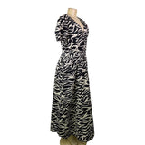 Who What Wear Womens Black & White Zebra Print Midi Dress Short Sleeve Sz M