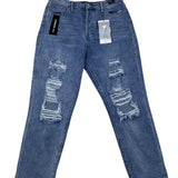 Simple Society Womens Straight Leg Distressed Denim Jeans Size 25 Premium Fabric