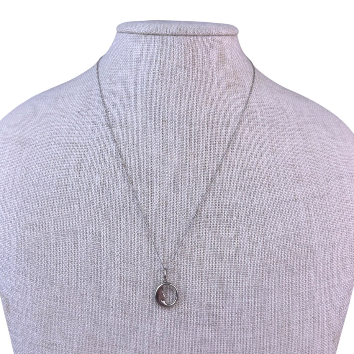 Sterling Silver Womens Moon Pendant Necklace Italian 925 Chain Minimalist Design